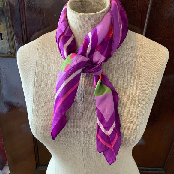 Vintage Purple Simone Rain Scarf Water Repellent Made in Japan Acetate - Picture 2 of 3